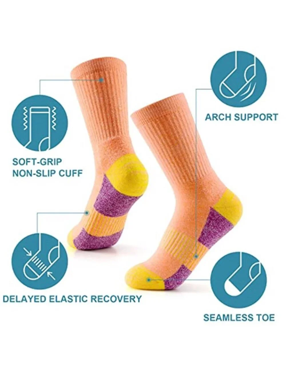 Womens Cushioned Hiking Socks Arch Support Breathable Athletic Running Crew Sock